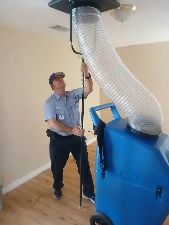 Mini Split Installation technician using HEPA equipment in Spokane